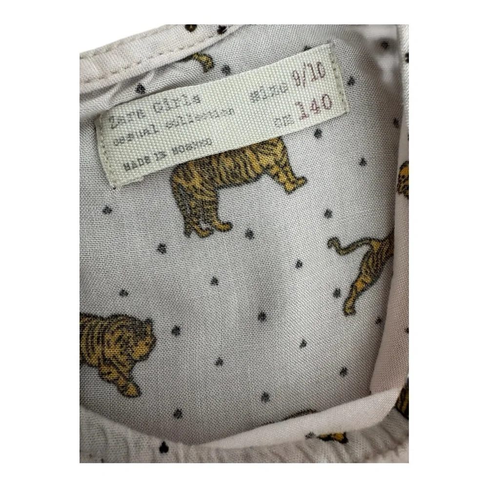 Zara Girls Tigers Print Ruffle Hem Dress 9/10